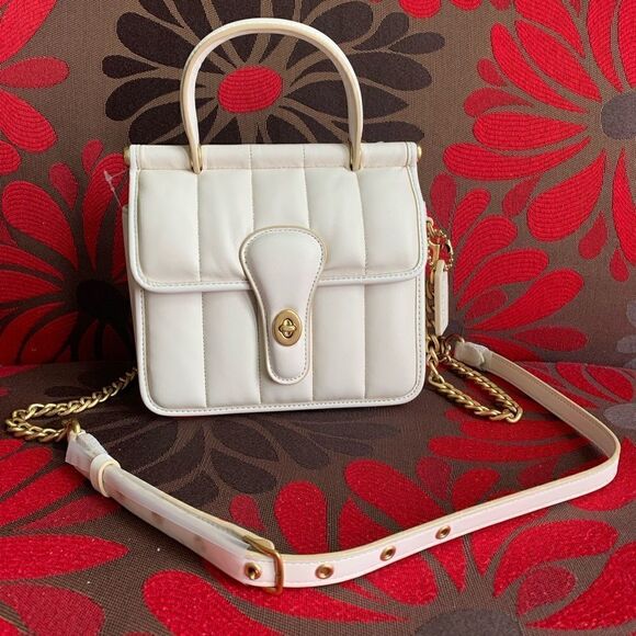 Coach Nappa Leather Willis Top Handle 18 With Quilting - Picture 1 of 16